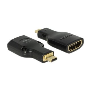 DELOCK Adapter High Speed HDMI mit Ethernet - HDMI Micro-D Stecker > HDMI-A Buchse 4K schwarz