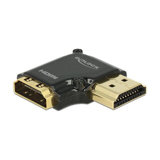 DELOCK Adapter High Speed HDMI mit Ethernet - HDMI-A Buchse > HDMI-A Stecker 4K 90 Grad gewinkelt rechts schwarz
