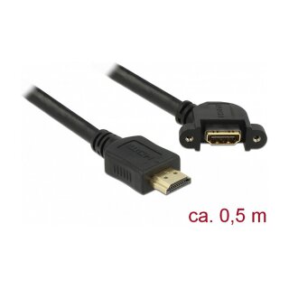 Kabel HDMI-A Stecker > HDMI-A Buchse zum Einbau 110° gewinkelt 4K 30 Hz 0,5 m