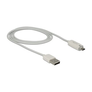 DELOCK Kabel USB 2.0 A Stecker > USB 2.0 Micro B Stecker mit LED Anzeige fr Ladestatus weiss 1.0 m