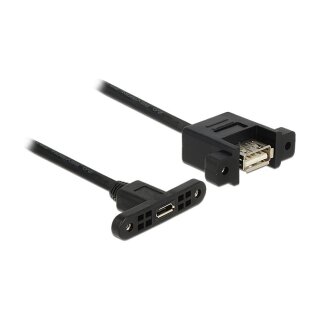 Kabel USB 2.0 Micro-B Buchse zum Einbau > USB 2.0 Typ-A Buchse zum Einbau 1 m
