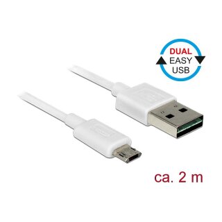 Kabel EASY-USB 2.0 Typ-A Stecker > EASY-USB 2.0 Typ Micro-B Stecker 2 m weiß