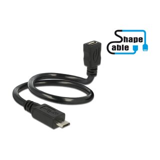 Kabel USB 2.0 Micro-B Stecker > USB 2.0 Micro-B Buchse OTG ShapeCable 0,35 m