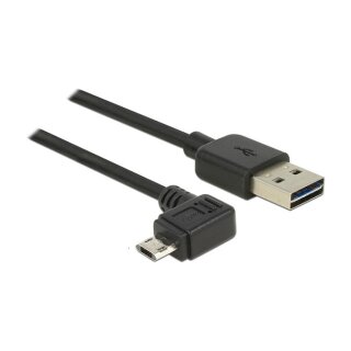 DELOCK Kabel EASY USB 2.0-A > EASY Micro-B links/rechts gewinkelt Stecker/Stecker 1 m