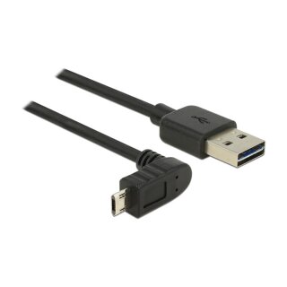 DELOCK Kabel EASY USB 2.0-A > EASY Micro-B oben/unten gewinkelt Stecker/Stecker 1 m