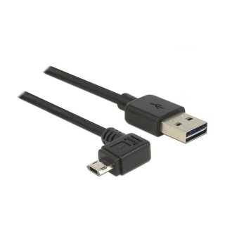 DELOCK Kabel EASY USB 2.0-A > EASY Micro-B links/rechts gewinkelt Stecker/Stecker 2m
