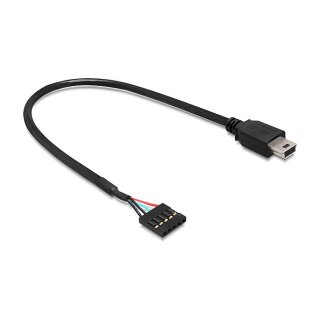 DELOCK Kabel USB 2.0 Pfostenbuchse 2.54 mm Raster 5 Pin > USB 2.0 Typ-Mini Stecker 30cm