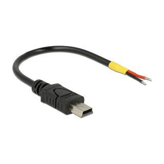 DELOCK Kabel USB 2.0 Mini-B Stecker > 2 x offene Kabelenden Strom 10 cm Raspberry Pi