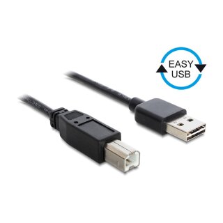 DELOCK Kabel EASY-USB 2.0 Typ-A Stecker > USB 2.0 Typ-B Stecker 0.5 m schwarz