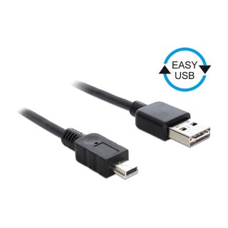 DELOCK Kabel EASY-USB 2.0 Typ-A Stecker > USB 2.0 Typ Mini-B Stecker 0.5 m schwarz