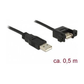 Kabel USB 2.0 Typ-A Stecker > USB 2.0 Typ-A Buchse zum Einbau 0,5 m