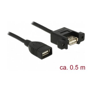 Kabel USB 2.0 Typ-A Buchse > USB 2.0 Typ-A Buchse zum Einbau 0,5 m