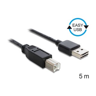 DELOCK Kabel EASY-USB 2.0 Typ-A Stecker > USB 2.0 Typ-B Stecker 5 m schwarz