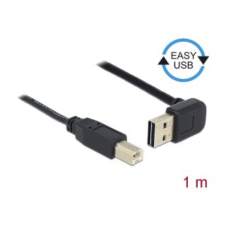 Kabel EASY-USB 2.0 Typ-A Stecker gewinkelt oben / unten > USB 2.0 Typ-B Stecker 1 m