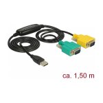 Adapter USB 2.0 Typ-A > 2 x Seriell DB9 RS-232