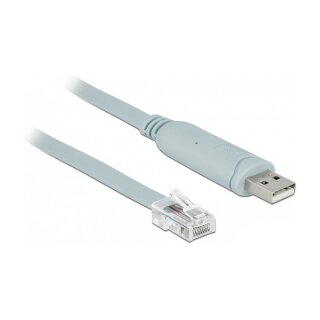 Adapter USB 2.0 Typ-A Stecker > 1 x Seriell RS-232 RJ45 Stecker 0,5 m grau