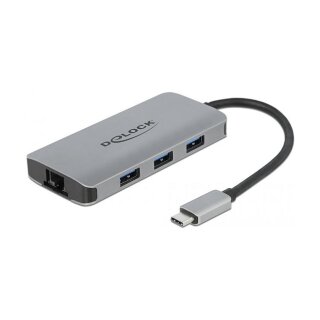 DELOCK USB 3.2 Gen 1 Hub mit 4 Ports und Gigabit LAN und PD