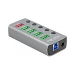 DELOCK USB 3.2 Gen 1 Hub mit 4 Ports + 1 Schnellladeport...