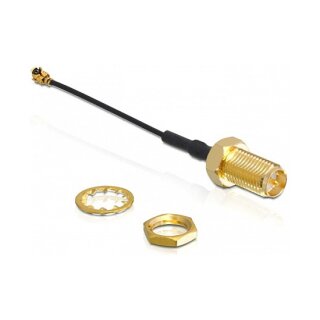 Antennenkabel RP-SMA Buchse zum Einbau zu I-PEX Inc., MHF® I Stecker 1.13, 5 cm Gewindelänge 10 mm