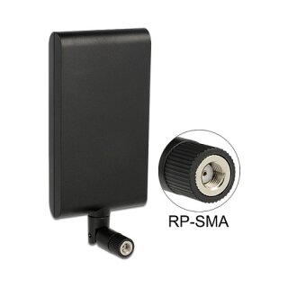 DELOCK Antenne WLAN RP-SMA 802.11 ac/a/h/b/g/n 7.5 - 10 dBi direktional Gelenk schwarz