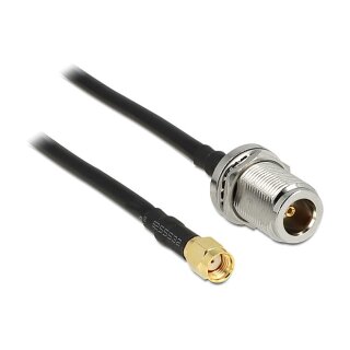 DELOCK Antennenkabel RP-SMA Stecker > N Buchse zum Einbau 1.5m