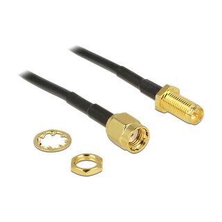 DELOCK HF RP-SMA Stecker > RP-SMA Buchse zum Einbau 200mm