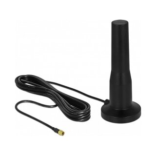 LTE Antenne SMA Stecker 3 - 5 dBi 12 cm starr omnidirektional mit magnetischem Standfuß und Anschlusskabel RG-174 A/U 3 m outdoor schwarz