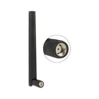 DELOCK ZigBee Antenne Multi Bluetooth GSM LTE UMTS WLAN IEEE 802.11 b/g/n RP-SMA 1 - 4.3 dBi omni Gelenk schwarz