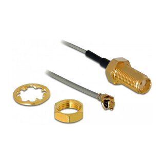 Antennenkabel SMA Buchse zum Einbau zu I-PEX Inc., MHF® I Stecker 1.13 1 m Gewindelänge 10 mm