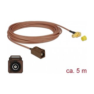 DELOCK Antennenkabel FAKRA F Buchse > SMA 90 Buchse zum Einbau RG-316 5m