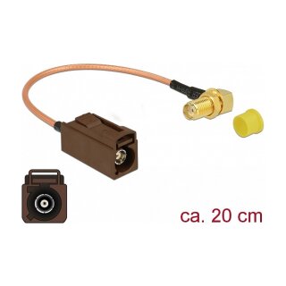 DELOCK Antennenkabel FAKRA F Buchse > SMA 90 Buchse zum Einbau RG-316 20cm