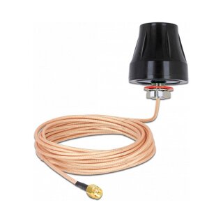 LTE Antenne SMA Stecker 2 dBi starr omnidirektional mit Anschlusskabel (RG-316U 5 m) outdoor schwarz
