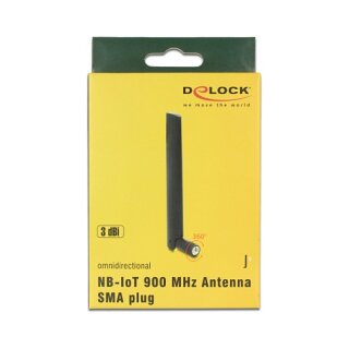 DELOCK NB-IoT 900mHz Antenne SMA Stecker 3 dBi omnidirektional mit Kippgelenk schwarz