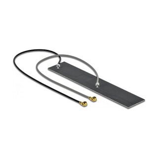 DELOCK WLAN 802.11 ac/ax/a/h/b/g/n Doppelantenne 2 x MHF I Stecker 2.2 4.0 dBi 2 x 15cm PCB intern Klebemontage