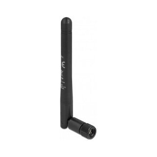 DELOCK 5G 3.3-5.0GHz Antenne SMA Stecker -1.0-4.5 dBi 10.9cm omnidirektional mit Kippgelenk und flexiblem Material schwarz