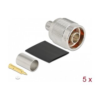 DELOCK N Stecker zum Crimpen LMR 300 mit passendem Schrumpfschlauch