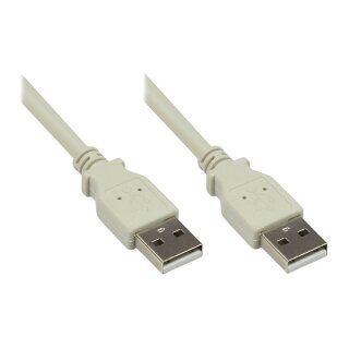 Connections Anschlusskabel USB 2.0 Stecker A an Stecker A, grau, 1,8m