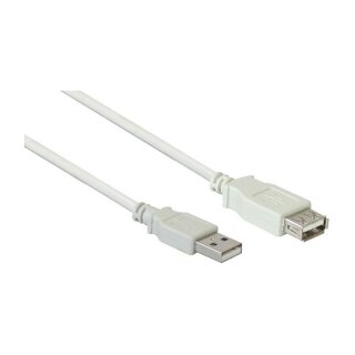Connections Verlängerungskabel USB 2.0 Stecker A an Buchse A, grau, 3m
