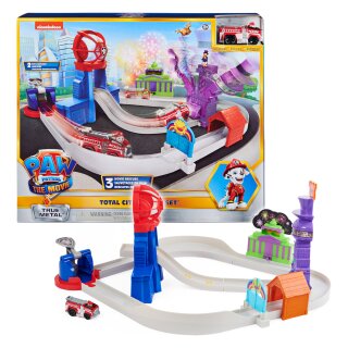 Spinmaster Paw Patrol, True Metal Total City Rescue Movie Rennstrecken-Set (mit exklusivem Marshall-Fahrzeug)