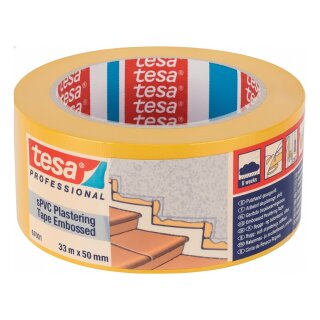Tesa Putzband, sPVC 33m x 50mm quergerillt gelb 67001