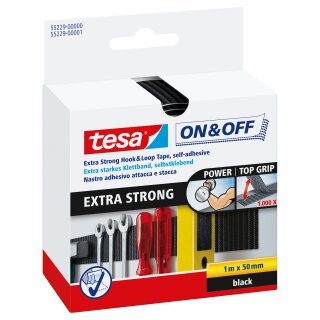 Tesa Klettklebeband 1m x 50mm on&off schwarz 55229