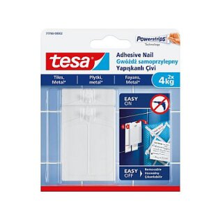 Tesa 77766-00000 - Innenraum - Universalhaken - Weiß - Klebestreifen - 4 kg - Putz