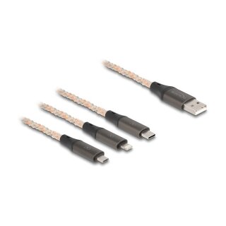 USB RGB Ladekabel 3 in 1 Typ-A zu Lightning™ / Micro USB / USB Type-C™ 1,20 m