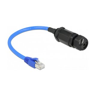 Delock Kabel RJ45 Stecker zu RJ45 Buchse Cat.6 wasserdicht mit Kabelverschraubung