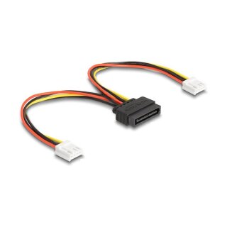 Delock SATA Stromkabel 15 Pin Stecker zu 2 x Floppy 4 Pin Buchse 15 cm