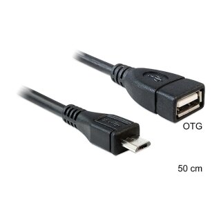 Delock Kabel USB micro-B Stecker > USB 2.0-A Buchse OTG 50 cm