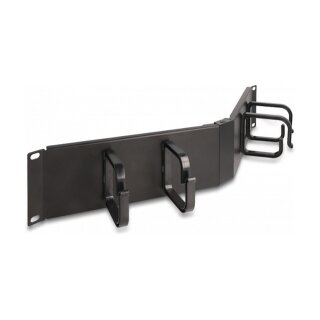 19" Kabelmanagement Rangierpanel mit 4 Bügeln 2 HE gewinkelt schwarz