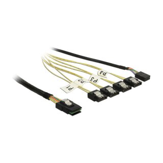 Delock Kabel Mini SAS SFF-8087 > 4 x SATA 7 Pin Reverse + Sideband 0,5 m