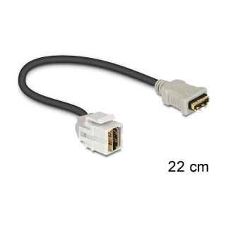 Delock Keystone Modul HDMI Buchse 250° > HDMI Buchse mit Kabel weiß