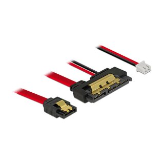 Kabel SATA 6 Gb/s 7 Pin Buchse + 2 Pin Strom Buchse > SATA 22 Pin Buchse gerade (5 V) Metall 30 cm
